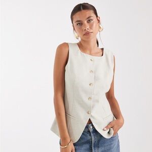 Vero Moda tailored longline vest in heathered cream